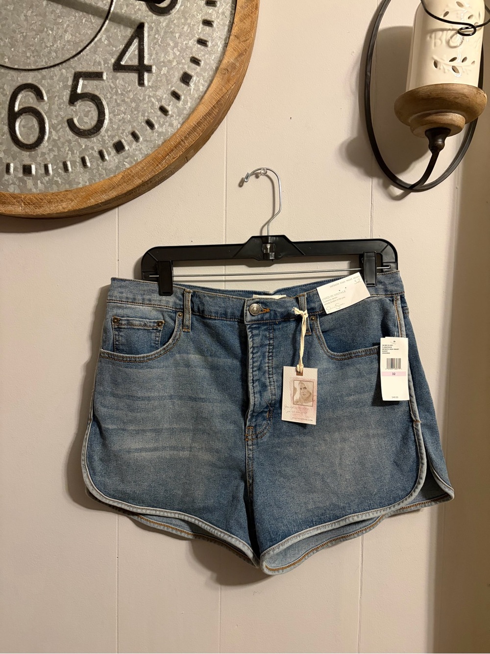 Jessica Simpson Denim High-Rise Women’s Shorts - Light Blue button fly stretch
